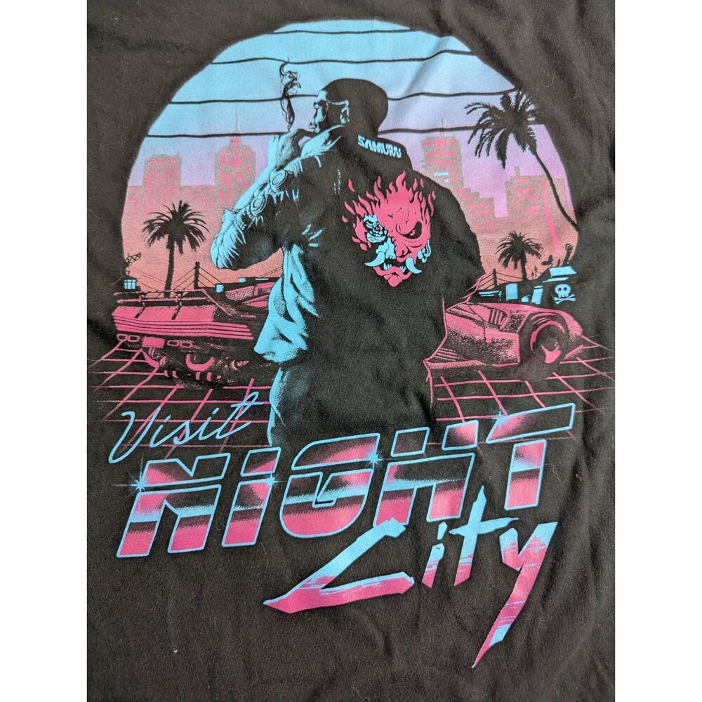 Cyberpunk 2077 Welcome To Night City Graphic T-Shirt Men's XL Black Video Game - Picture 7 of 9